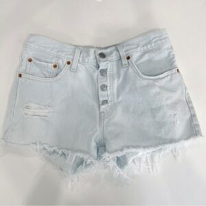 Levi's High Rise Shorts Women's Size 27 Bleached Cutoff Distressed Denim